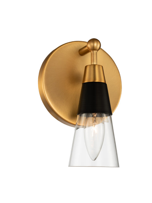 Kalco 513131BNB One Light Bath, Matte Black w New Brass