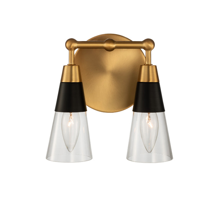 Kalco 513132BNB Two Light Bath, Matte Black w New Brass