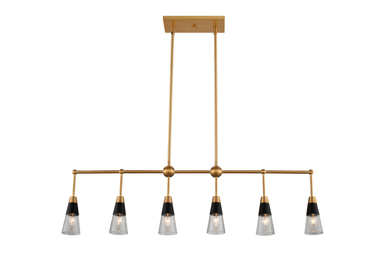 Kalco 513161BNB Six Light Island Pendant, Matte Black w New Brass