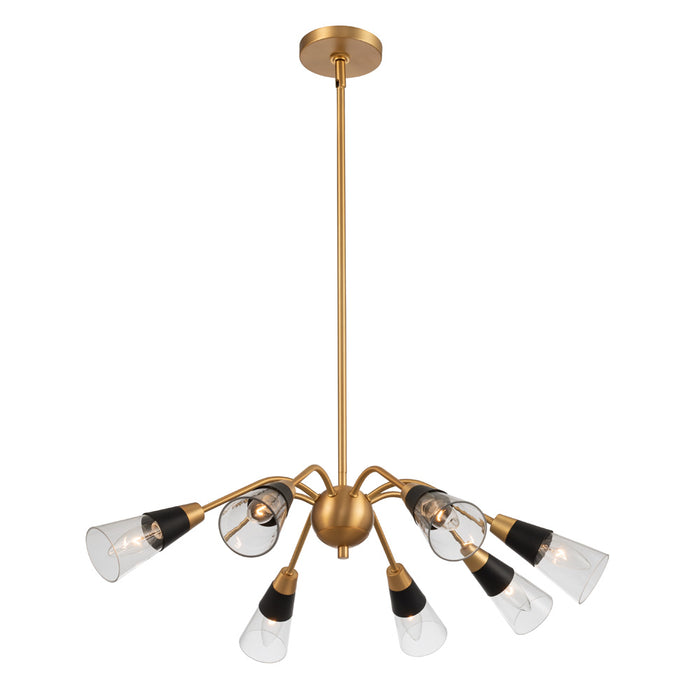 Kalco 513172BNB Eight Light Chandelier, Matte Black w New Brass