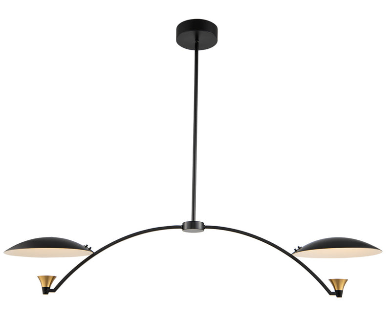 Kalco 513661BWB LED Island Pendant, Matte Black w White and Brass Accent
