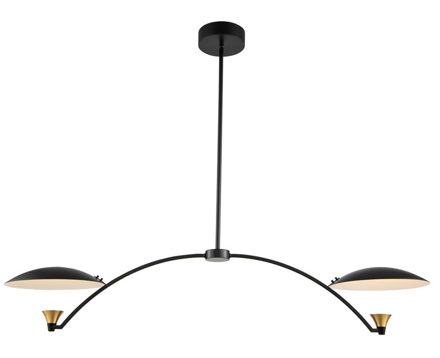Kalco 513661BWB LED Island Pendant, Matte Black w White and Brass Accent
