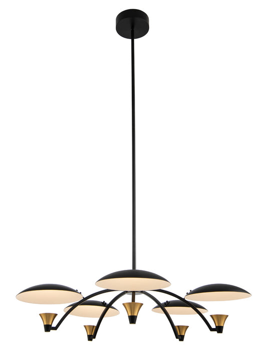 Kalco 513671BWB LED Chandelier, Matte Black w White and Brass Accent