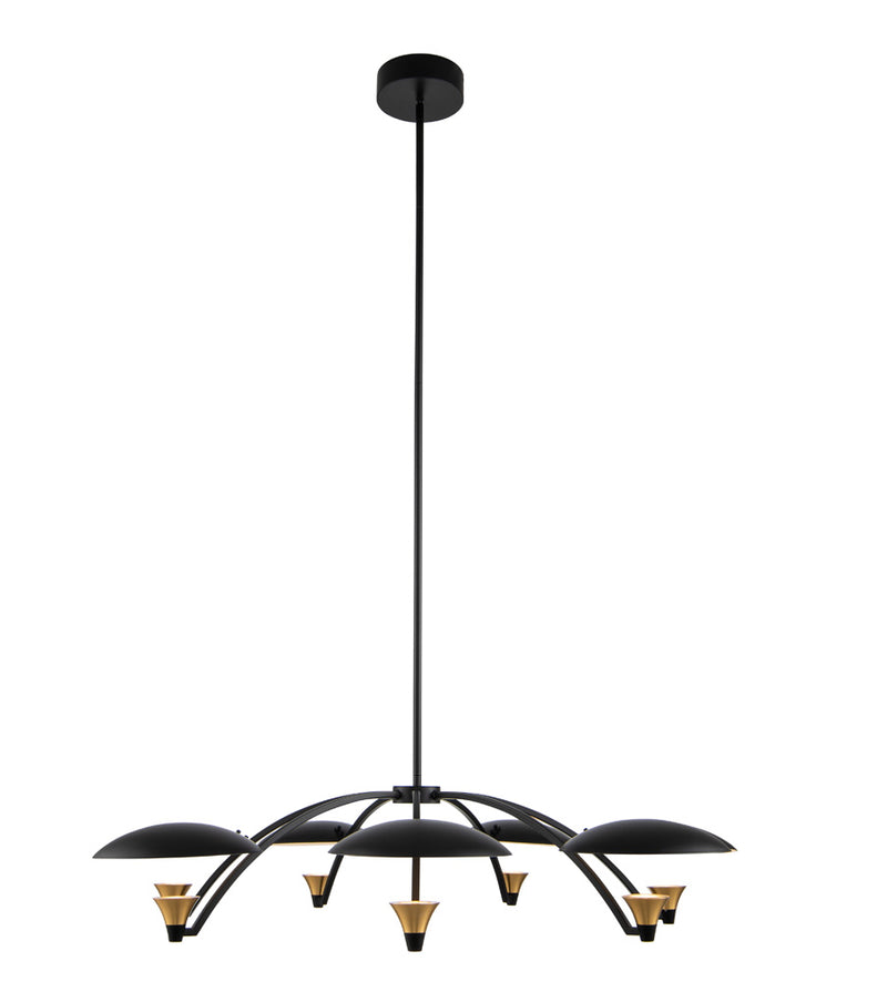 Kalco 513672BWB LED Chandelier, Matte Black w White and Brass Accent