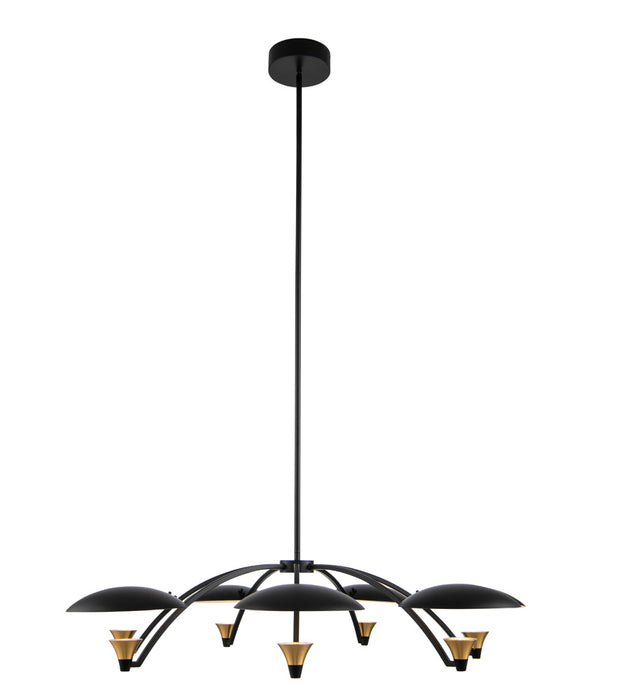 Kalco 513672BWB LED Chandelier, Matte Black w White and Brass Accent