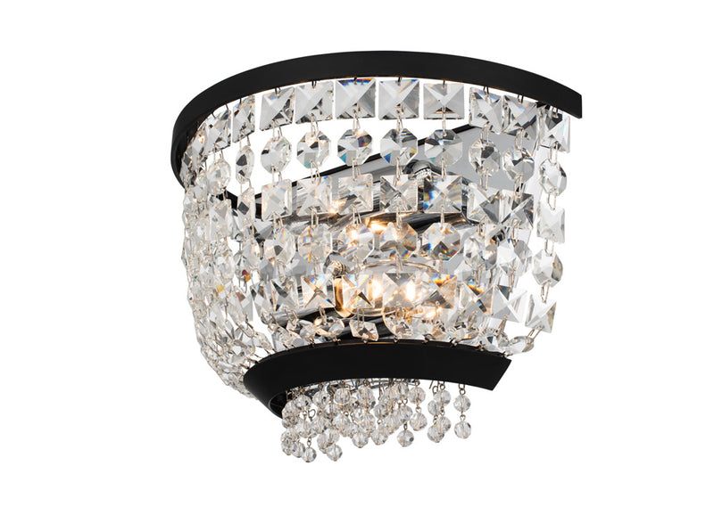 Allegri 037321-052-FR001 Two Light Wall Sconce, Matte Black w Polished Chrome
