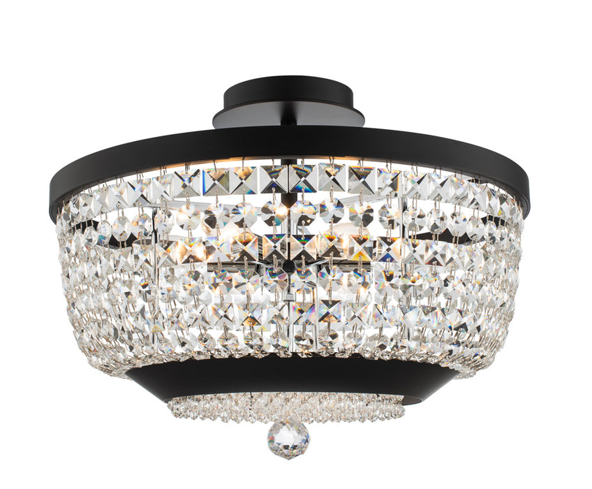 Allegri 037345-052-FR001 Six Light Semi Flush Mount, Matte Black W Polished Chrome