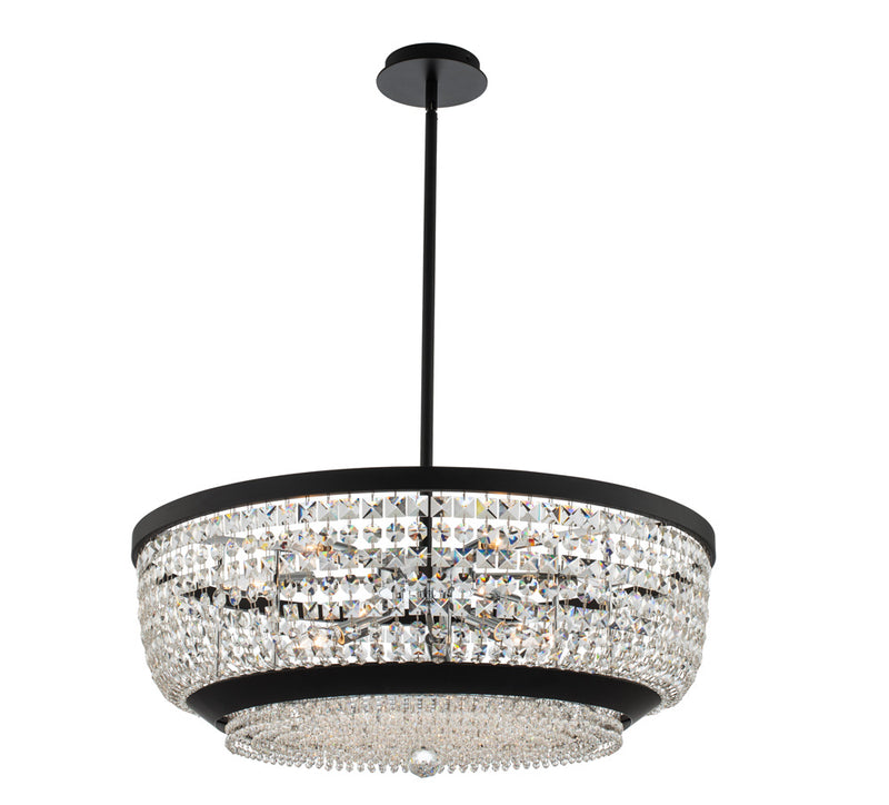 Allegri 037355-052-FR001 Nine Light Pendant, Matte Black W Polished Chrome