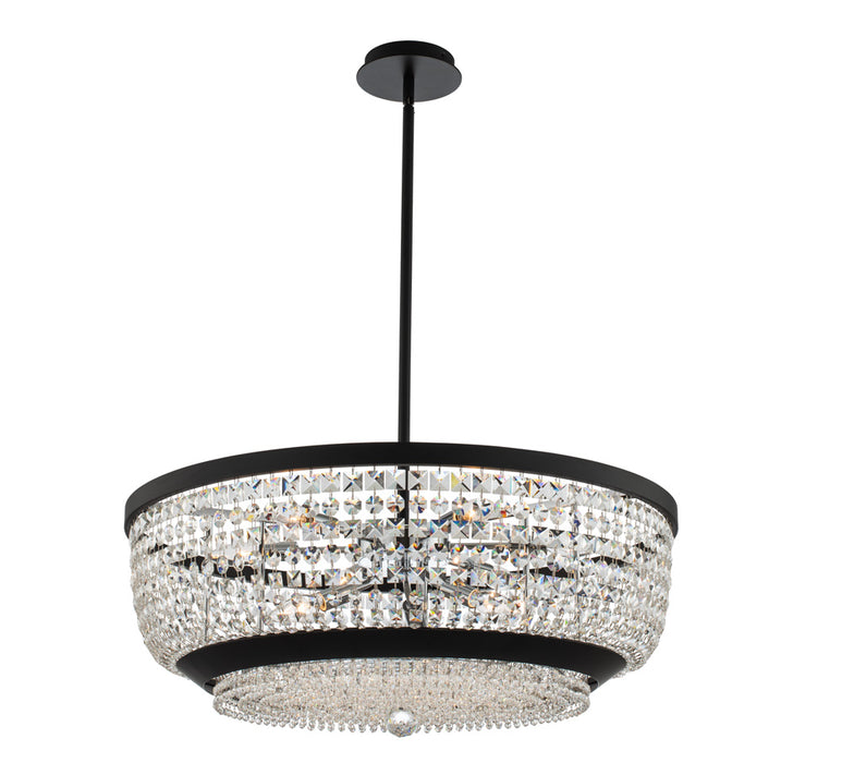 Allegri 037355-052-FR001 Nine Light Pendant, Matte Black W Polished Chrome