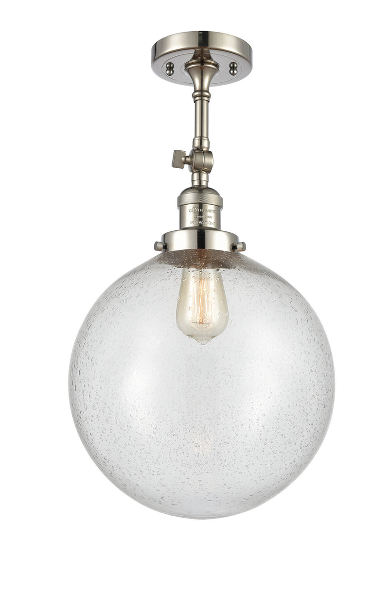 Innovations 201F-PN-G204-12 One Light Semi-Flush Mount, Polished Nickel
