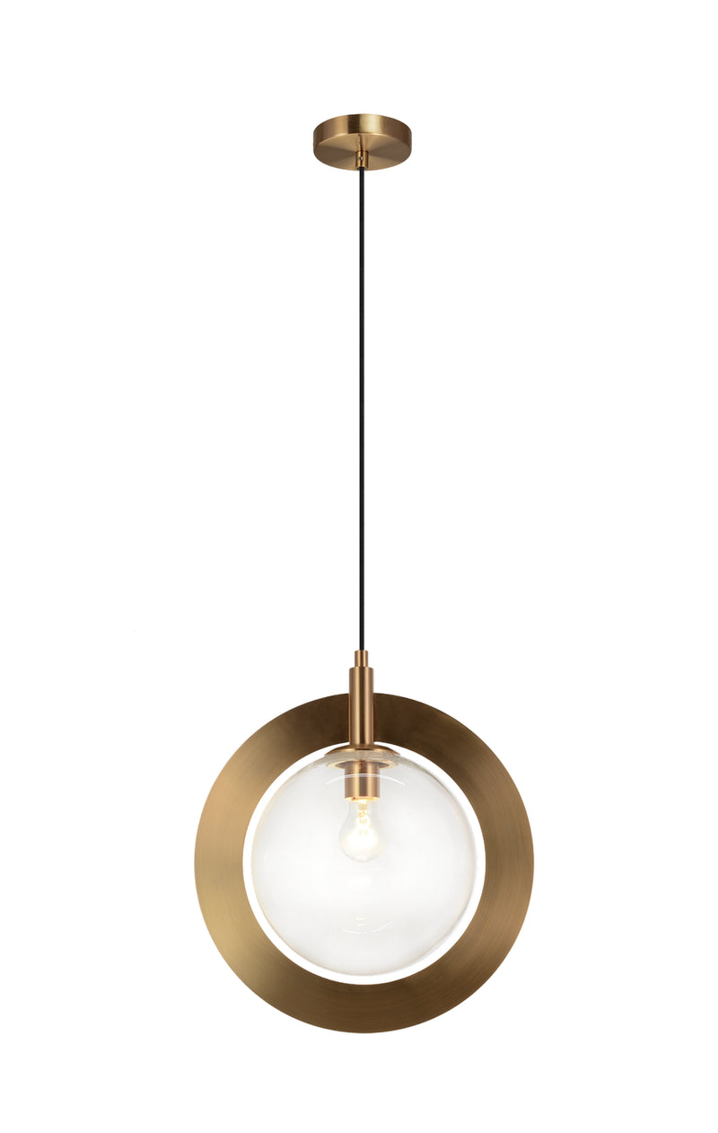 Matteo Lighting C80711AGCL One Light Pendant, Aged Gold Brass