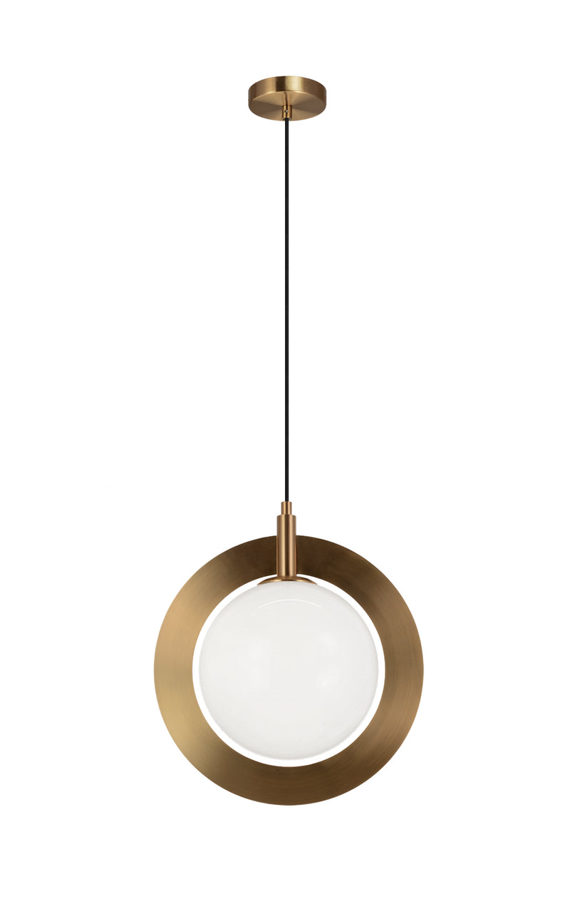 Matteo Lighting C80711AGOP One Light Pendant, Aged Gold Brass