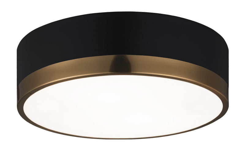 Matteo Lighting M14302BKAG Two Light Flush Mount, Black & Aged Gold Glass