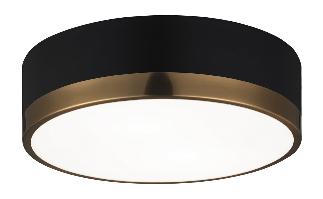 Matteo Lighting M14302BKAG Two Light Flush Mount, Black & Aged Gold Glass