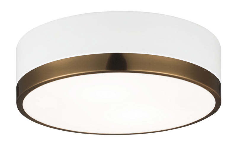 Matteo Lighting M14302WHAG Two Light Flush Mount, White & Aged Gold Brass