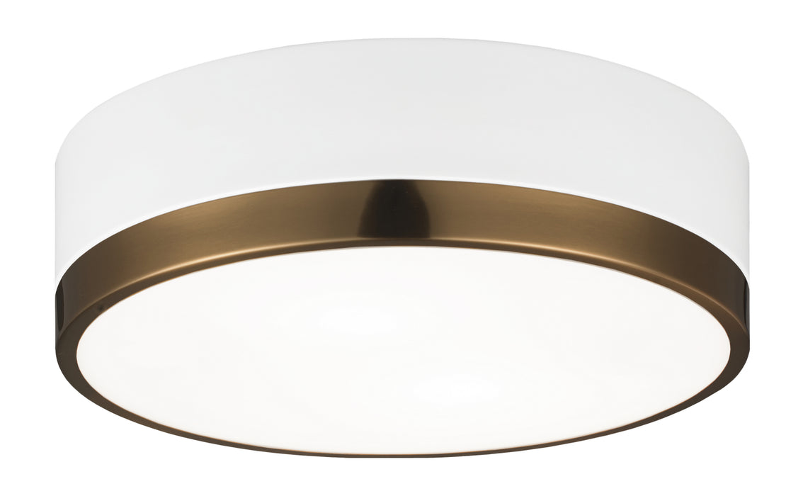 Matteo Lighting M14302WHAG Two Light Flush Mount, White & Aged Gold Brass