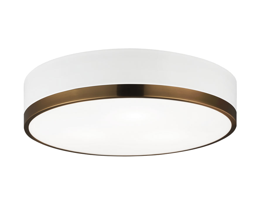 Matteo Lighting M14303WHAG Three Light Flush Mount, White & Aged Gold Brass
