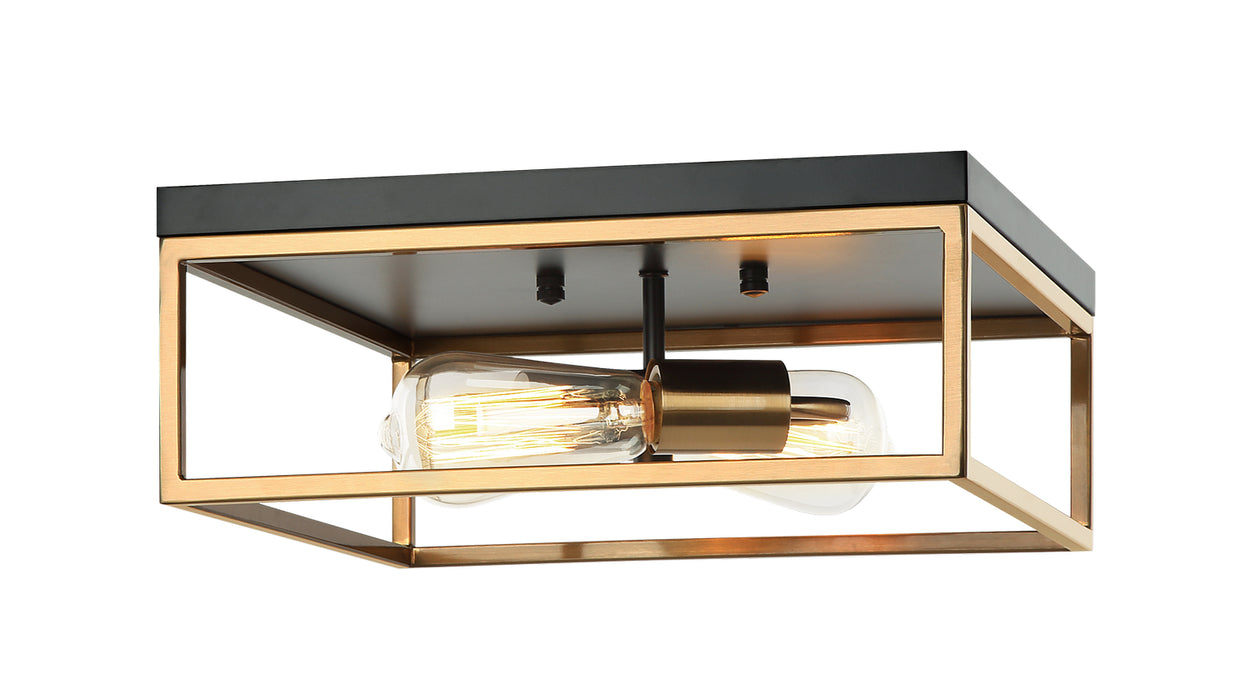 Matteo Lighting M15542BKAG Two Light Ceiling Mount, Black & Aged Gold Brass