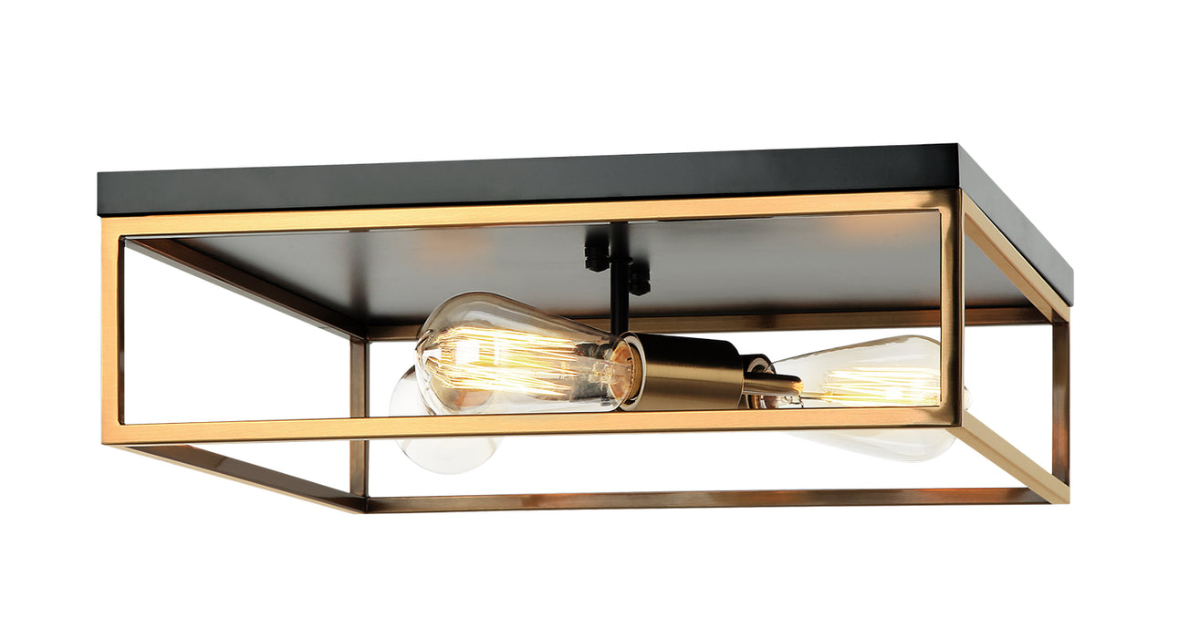 Matteo Lighting M15543BKAG Three Light Ceiling Mount, Black & Aged Gold Brass