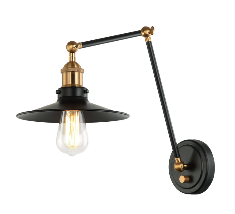 Matteo Lighting S01211AGBK One Light Wall Sconce, Aged Gold Brass & Black