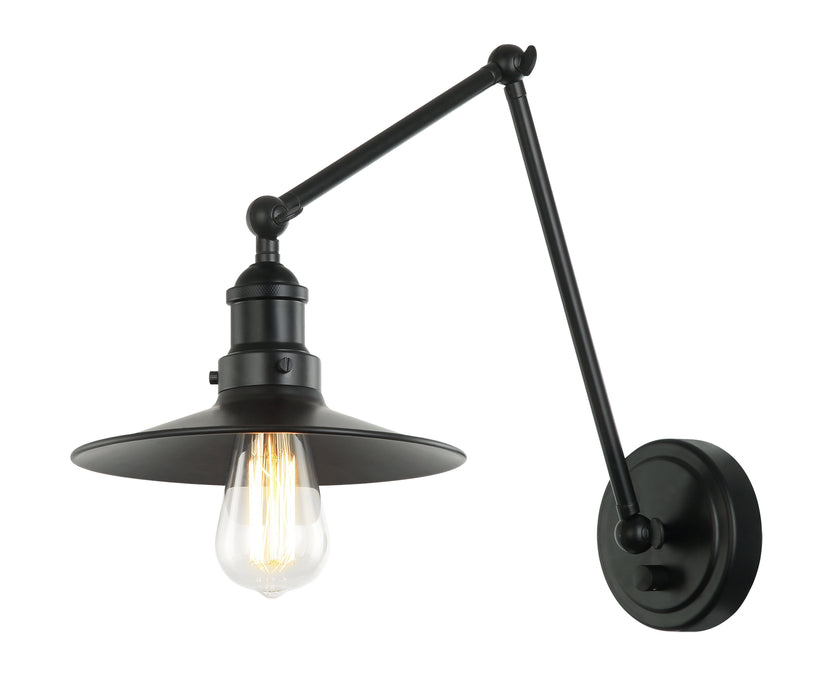 Matteo Lighting S01211BKBK One Light Wall Sconce, Black