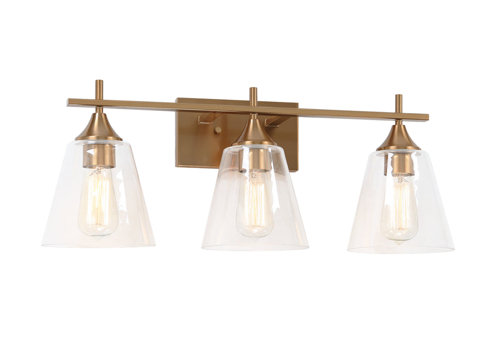 Matteo Lighting S09803AG Three Light Wall Sconce, Aged Gold Brass