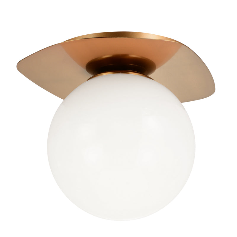 Matteo Lighting X15701AGOP One Light Flush Mount, Aged Gold Brass