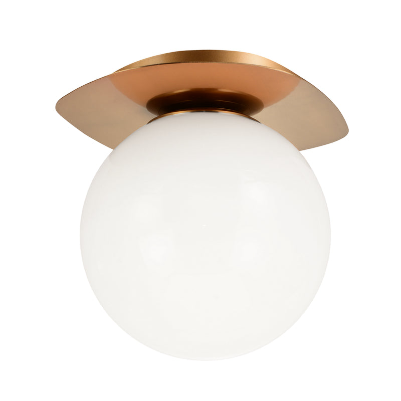 Matteo Lighting X15711AGOP One Light Flush Mount, Aged Gold Brass