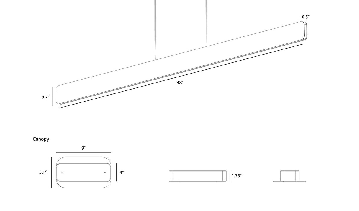 Koncept SUB-C3-SW-MTB LED Pendant, Matte Black