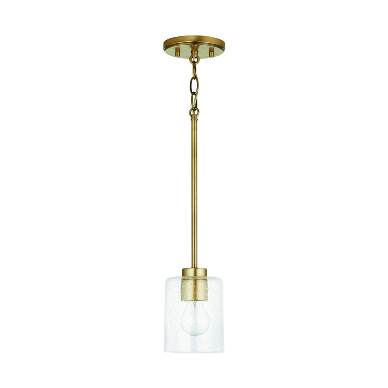 Capital Lighting 328511AD-449 One Light Pendant, Aged Brass