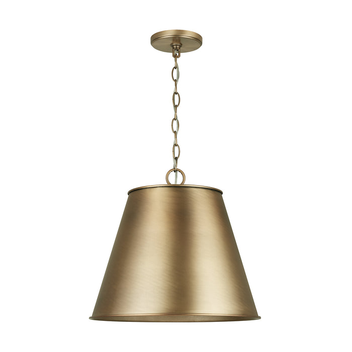 Capital Lighting 337811AD One Light Pendant, Aged Brass