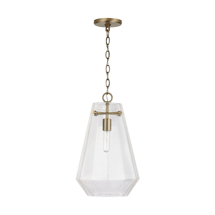 Capital Lighting 338316AD One Light Pendant, Aged Brass