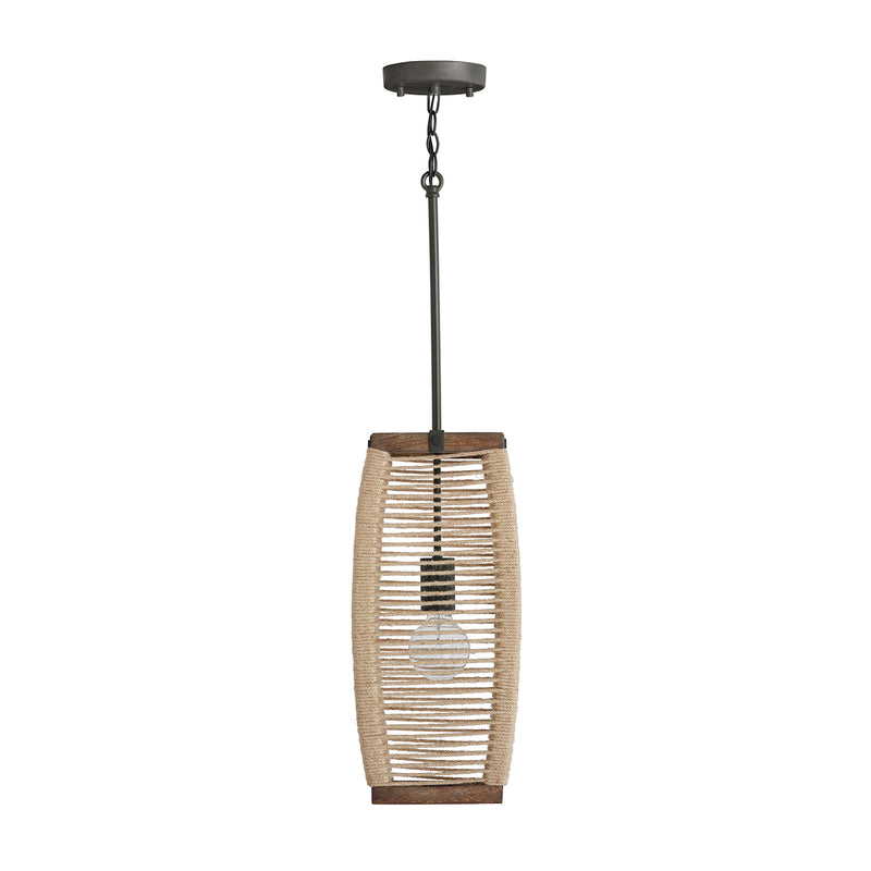 Capital Lighting 340311YG One Light Pendant, Grey Wash and Grey Iron