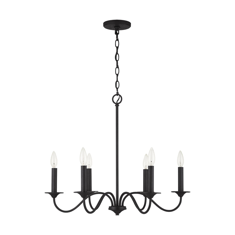 Capital Lighting 437261BI Six Light Chandelier, Black Iron