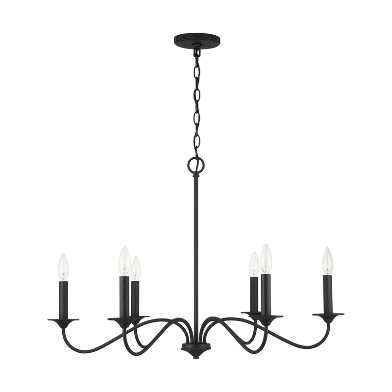 Capital Lighting 437262BI Six Light Chandelier, Black Iron