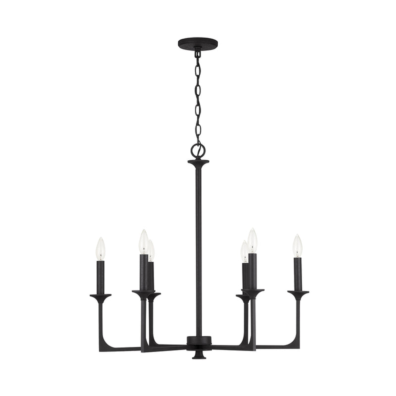 Capital Lighting 437361BI Six Light Chandelier, Black Iron