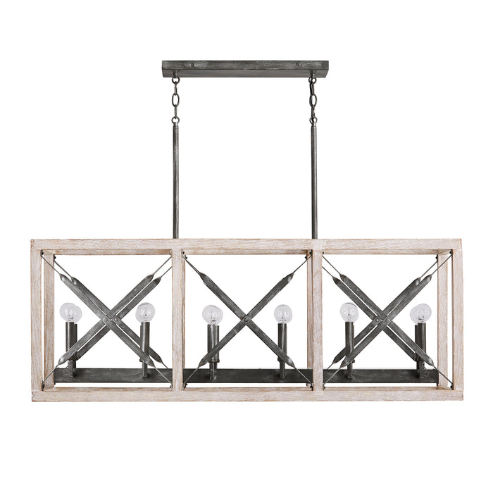 Capital Lighting 840401WN 12 Light Island Pendant, Brushed White Wash and Nordic Iron