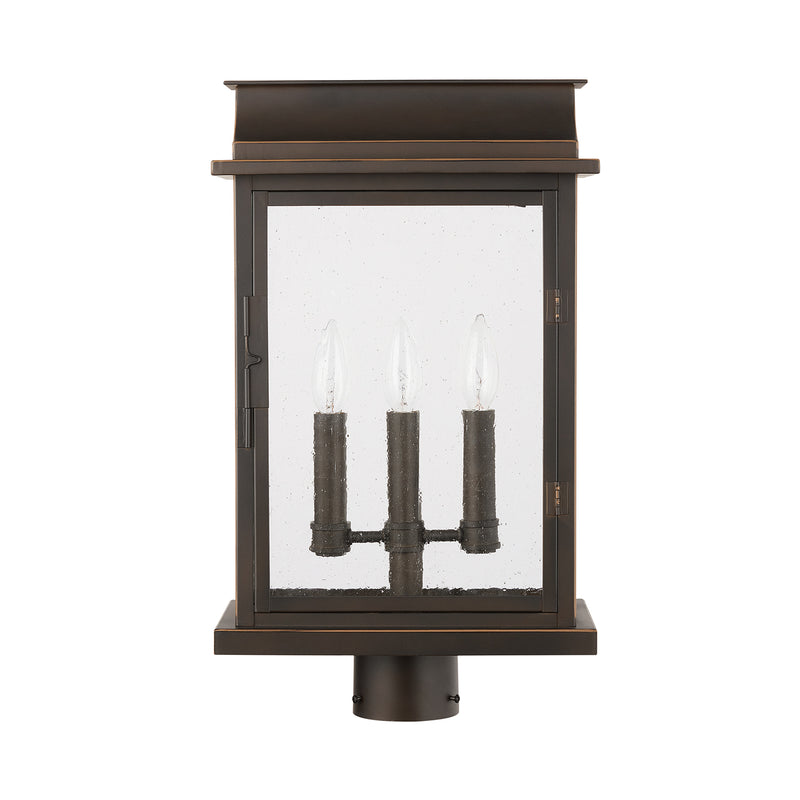 Capital Lighting 936832OZ Three Light Outdoor Post Lantern, Oiled Bronze
