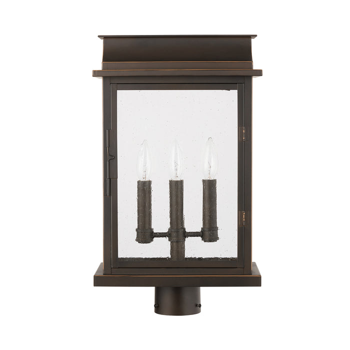 Capital Lighting 936832OZ Three Light Outdoor Post Lantern, Oiled Bronze