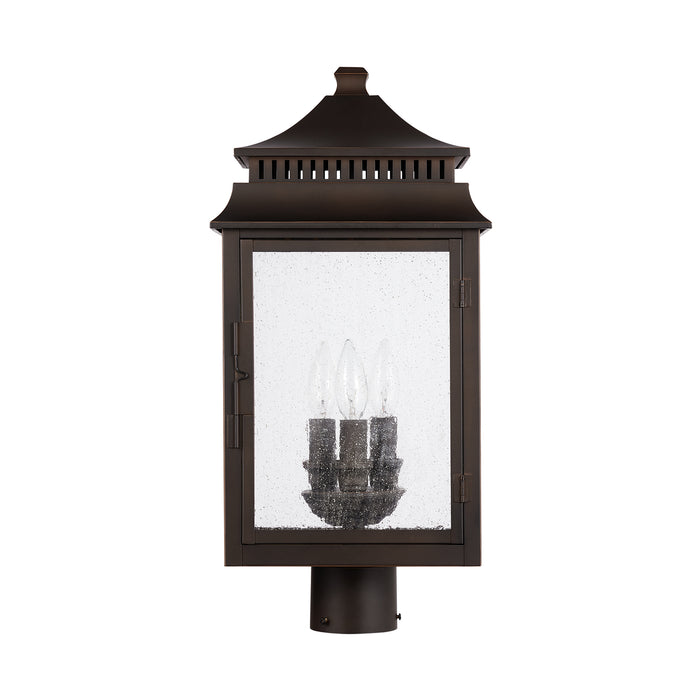 Capital Lighting 936932OZ Three Light Outdoor Post Lantern, Oiled Bronze