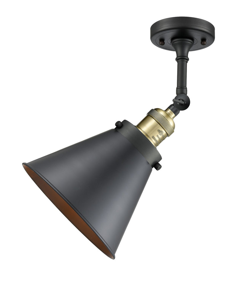 Innovations 203-BAB-M13-BK One Light Wall Sconce, Black Antique Brass