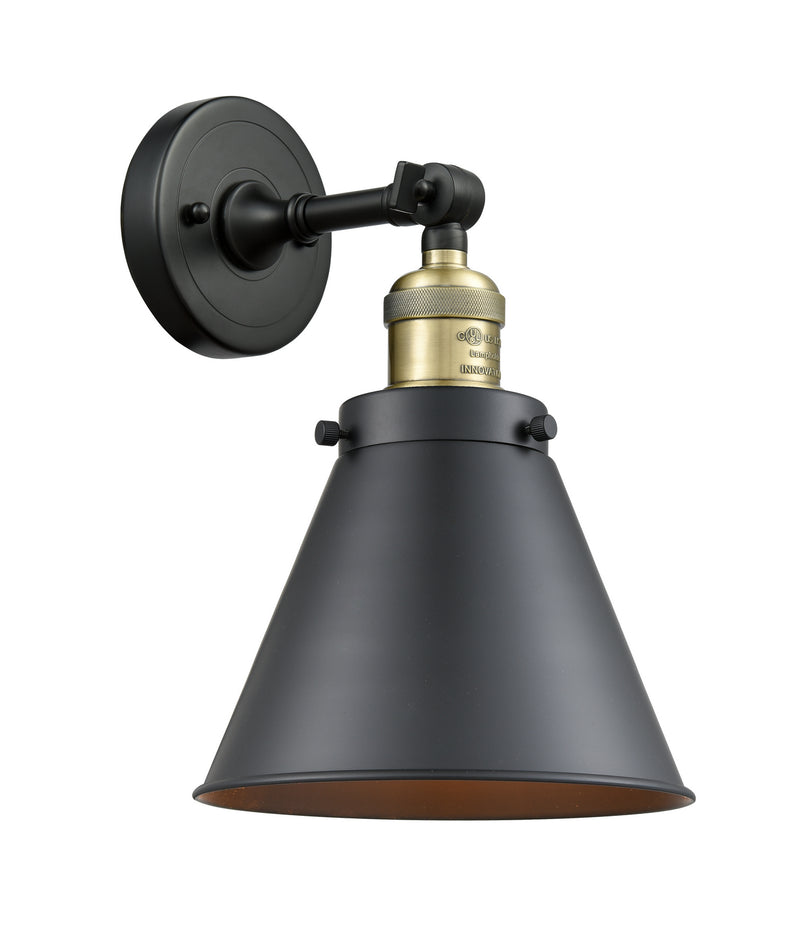 Innovations 203-BAB-M13-BK One Light Wall Sconce, Black Antique Brass
