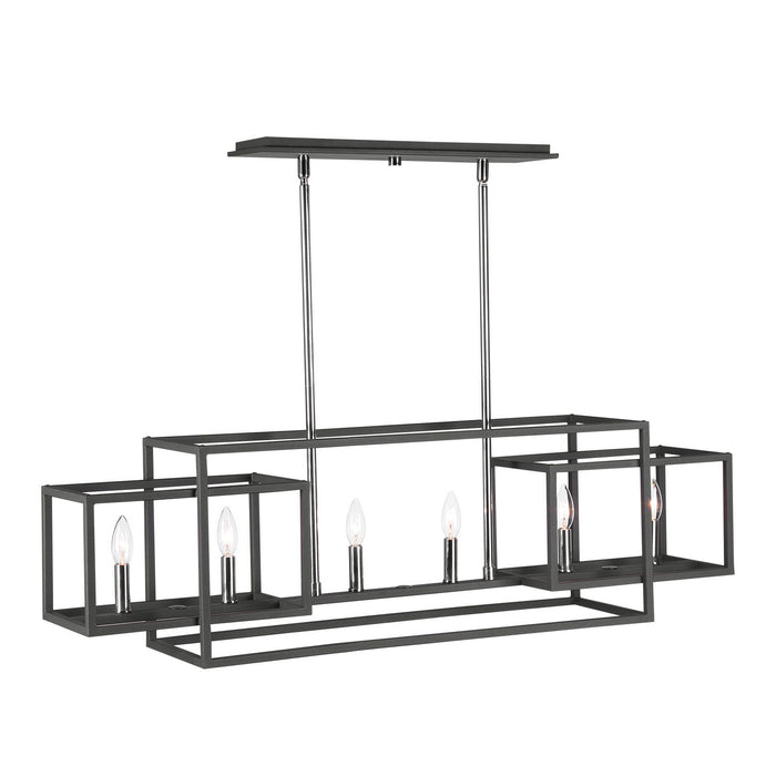 Uttermost 21339 Six Light Chandelier, Black & Polished Nickel