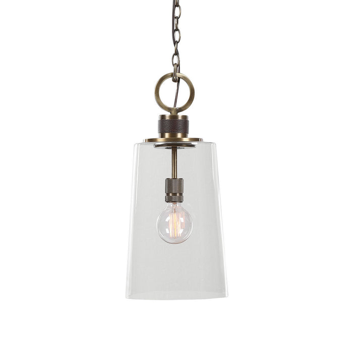 Uttermost 21522 One Light Mini Pendant, Antique Brass