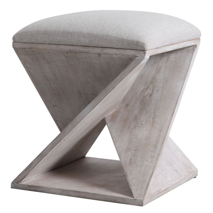 Uttermost 23559 Ottoman, White Washed