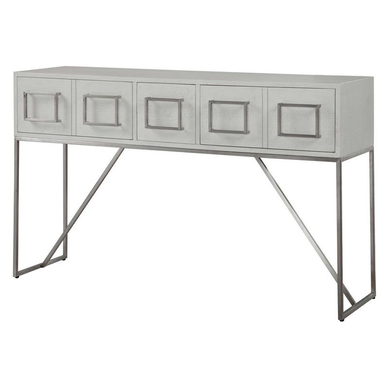 Uttermost 24954 Console Table, Soft White With Light Gray