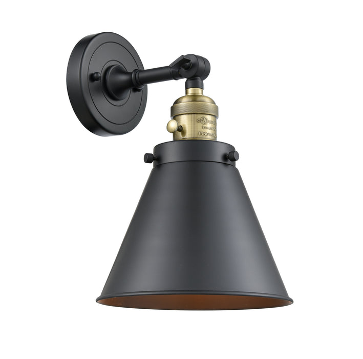 Innovations 203SW-BAB-M13-BK One Light Wall Sconce, Black Antique Brass