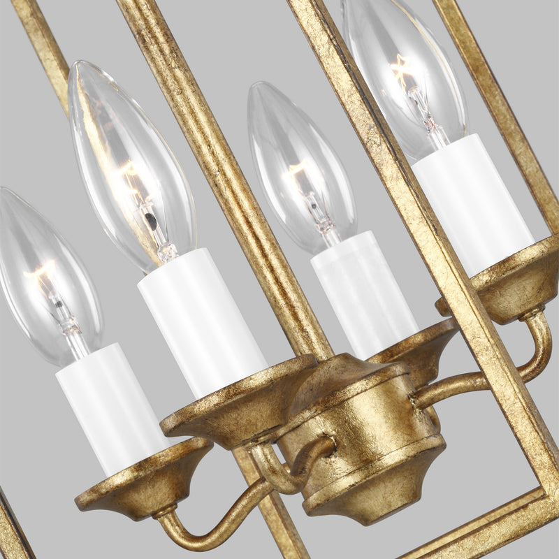 Visual Comfort Studio AC1004ADB Four Light Pendant, Antique Gild