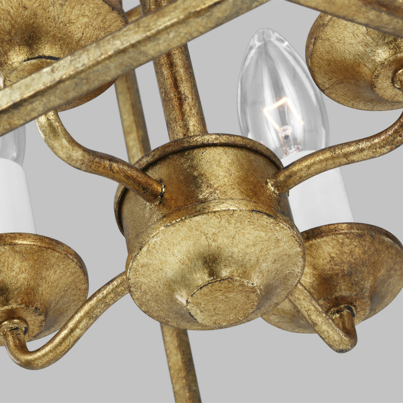 Visual Comfort Studio AC1004ADB Four Light Pendant, Antique Gild