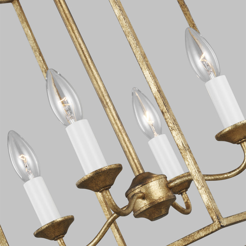 Visual Comfort Studio AC1014ADB Four Light Pendant, Antique Gild